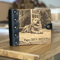 Personalized Pet Portrait Carved Wooden Photo Album Custom Pet Portrait Wooden Leather-bound Mini Photo Scrapbook
