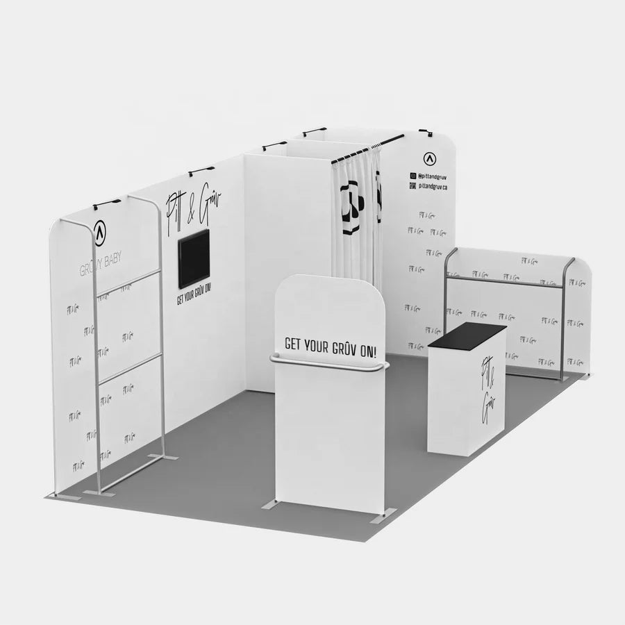Modular Custom Design Aluminum 10x10ft Portable Trade Show Expo Display Booth Modular Standard Exhibition System 240g Tension