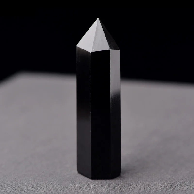 Single-Pointed Hexagonal Column Obsidian Crystal Wand Polished Natural Stone for Yoga Meditation Home Decor and Healing