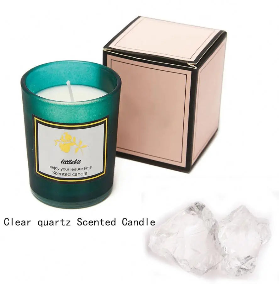 DIY classic glass Gem crystal healing soy wax scented candle luxury glass jar