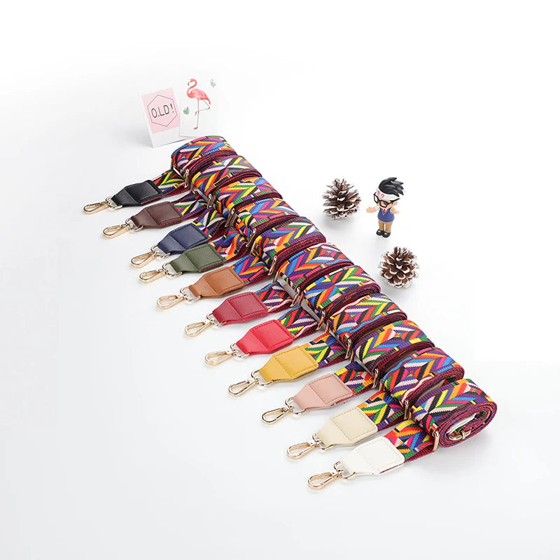 New Strap Ethnic Style Adjustable Bag Accessories Replacement Belt Canvas Strap Polyester Fiber Canvas Strap Long Shoulder Strap