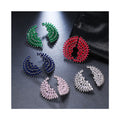 Unique Fancy Multi Color Cubic Zirconia Big Luxury Party Earrings for Women Fashion Designer Bridal Wedding Jewelry