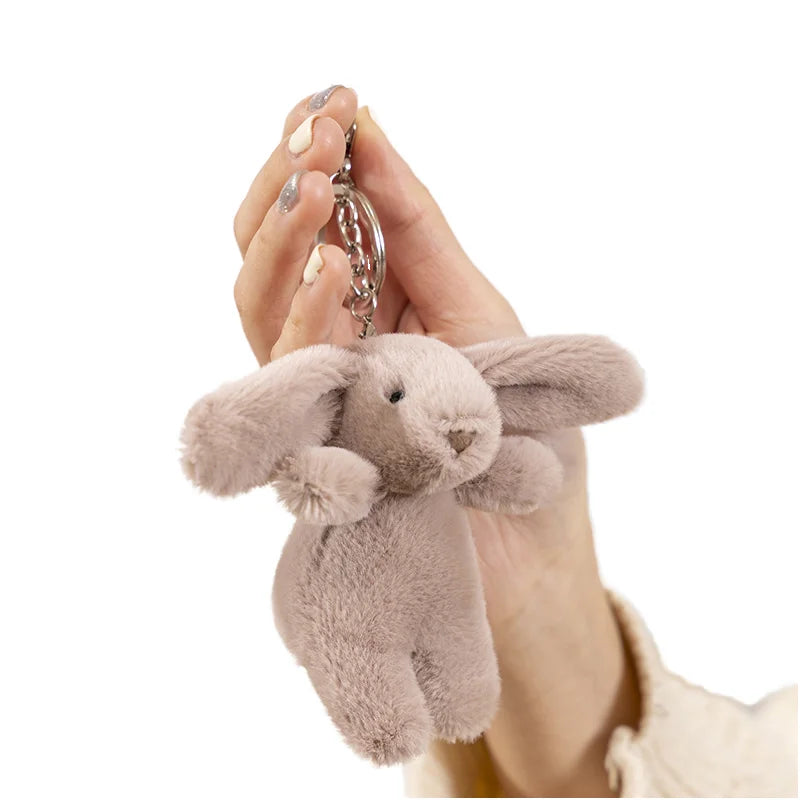 Greenmart 10cm Soft Colorful Embroidered Rabbit Keychain Cute Plush Toy Filled with PP Cotton for Kids Easter Day Fun Gifts