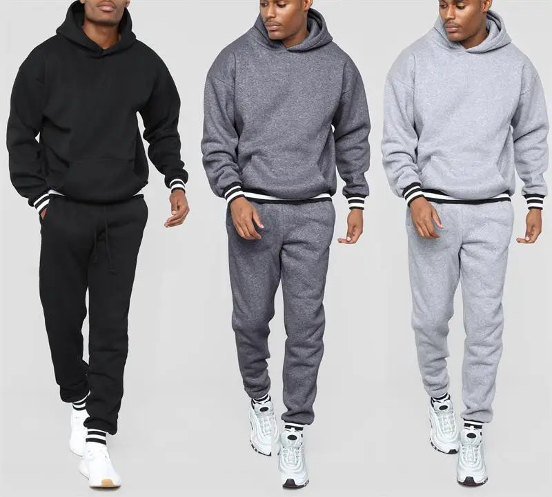Luxury Winter Streetwear Sportswear Pullover Mens Hoodie 2 Piece Tracksuit Joggers Men Print Regular Fit Sweat Suits Set 100%