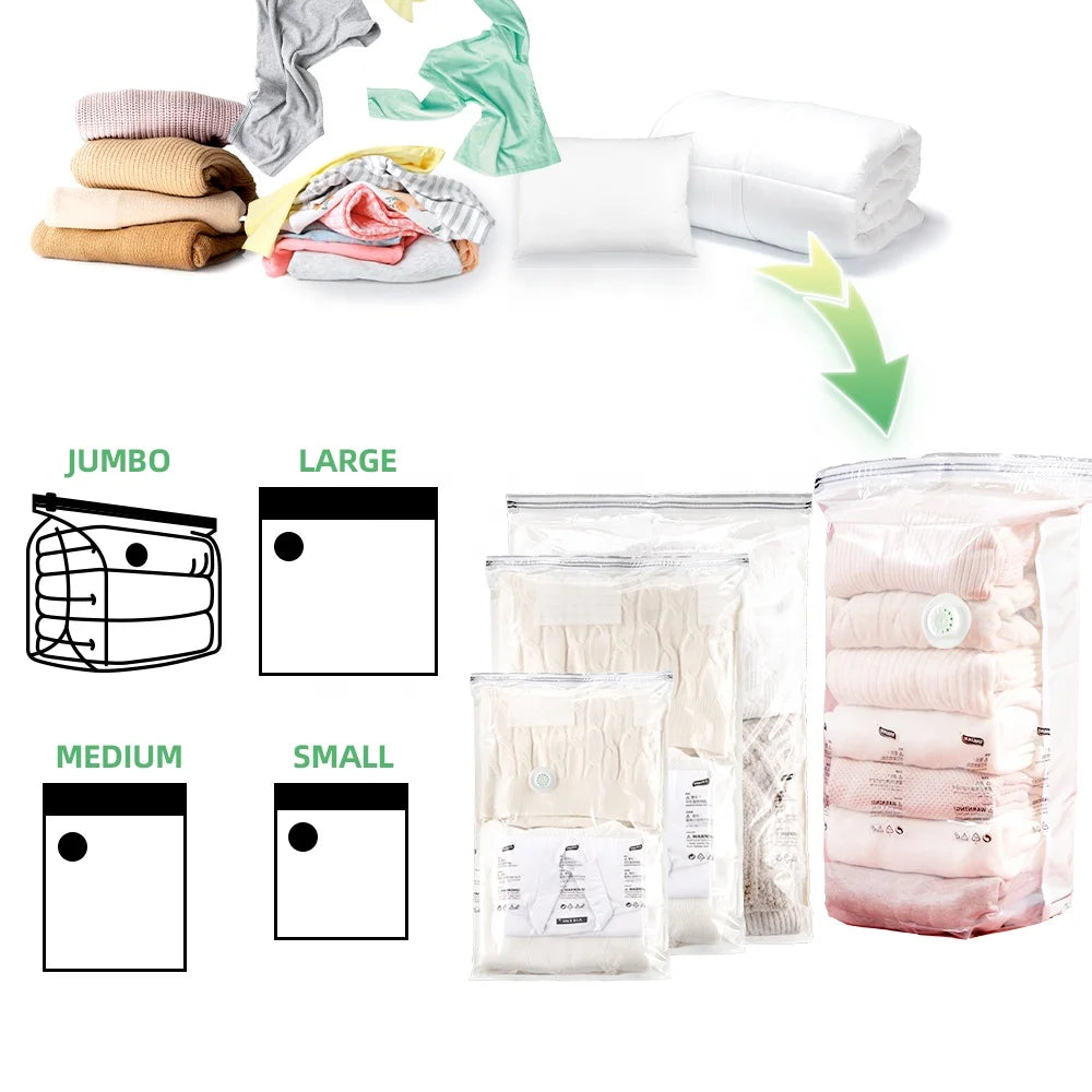 TAILI Flat Vacuum Storage Bags Extra Large Space Saver Bags With Hand-Pump Travel Vacuum Bags for Clothes