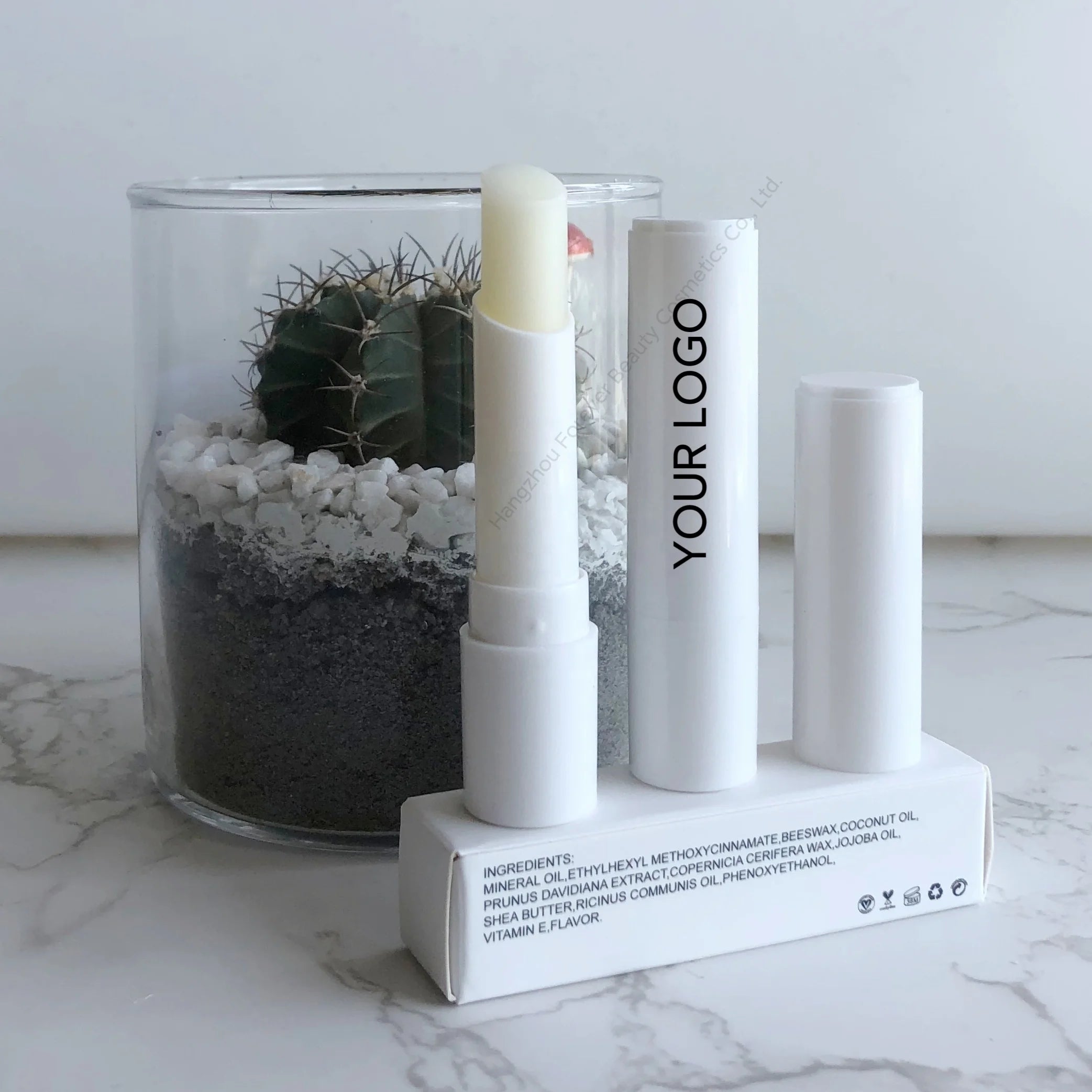 New Arrival Moisturizing SPF30 White Vegan Cream Peach Lip Balm Custom Logo