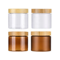 150ml 250ml Tea-Colored  Transparent Frosted PET Jars Mask Jars Cream Containers Snack Jars with Lids Featuring Wooden Grain