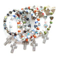 Handmade Cute Colorful Ceramic Glass Beads Christian Religious Style Zinc Alloy Hollow Cross Stretch for Bracelet Beaded Jewelry