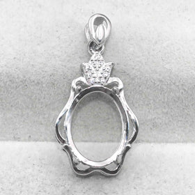 Sterling Silver 11*14mm Semi Mount Pendant Empty Frame Blank Support Setting S925 Base Holder Without Center Stone for DIY Inlay