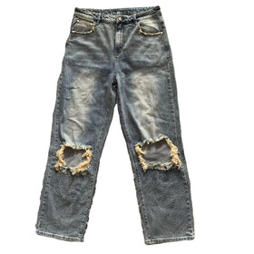 DENIMGUYS Y2k Mens Jeans Pants Original Fashion Brand Full Rhinestone Wide Leg Straight Tube High Street Ripped Hole Jeans Man