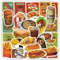 50Pcs Creative Food Beverage Graffiti Stickers for Kitchen Wall Table Vinyl Snacks Sticker