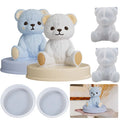 Cute Teddy Bear Silicone Mold Foe Epoxy Resin Plaster Ornament with Base Holder Molds DIY 3d Bear Moldes De Silicona Para Yeso