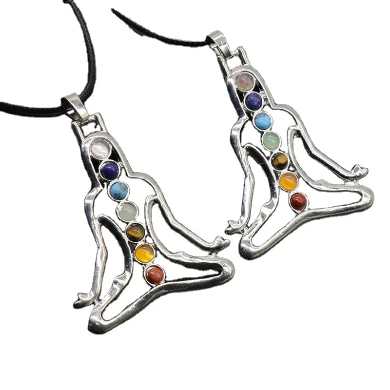 Huiying New Hot Sell Natural Stone Seven Chakra Yoga Energy Healing Crystals Stones Pendant for Necklace Jewelry Making jewelry