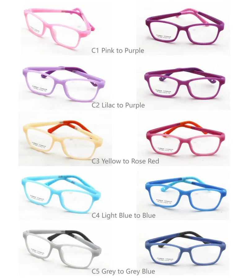 Fashion Children Colors Change Photochromic Glasses Frames Kids Optical Glass Frame Girls Boys