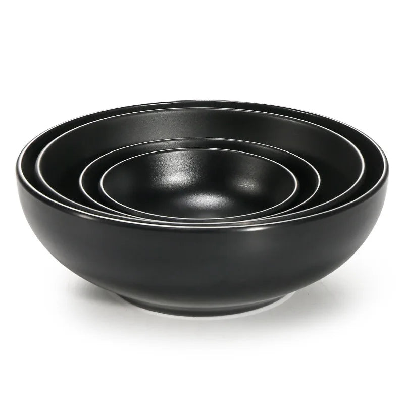 Wholesale Korean Style 4.6/5.6/7/7.5/8.5 Inch Black Melamine Dinner Bowls Rice Soup Bowl Round Melamine Bowl
