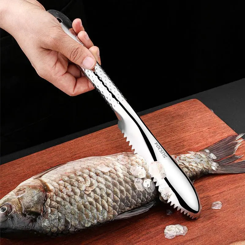 Food Grade Fish Scaler Remover with Stainless Steel Fast Remove Cleaning Fish Scales Scraper Fish Bone Tweezers Kitchen Tool