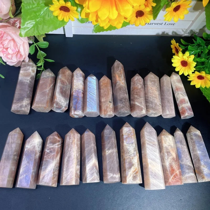 Wholesale Natural Blue Moon Stone Point Wand Healing Crystal Quartz Tower Craft for Decoration