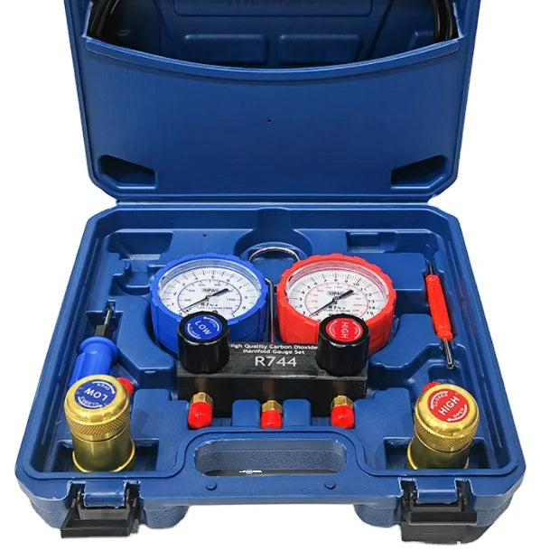 G1/4-19 Car AC Manifold Gauge Set R744 Quick Coupler AC Air Conditioning Refrigerant