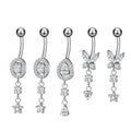 Fashion 316L Stainless Steel  Internally Threaded Navel Curves Belly Button Rings Marquise CZ Inlay Women Body Piercing Jewelry