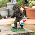 Bigfoot & Gnome Resin Statue Modern Hand-painted Playful Interaction Artistic Design Garden Decorative Outdoor Figurines