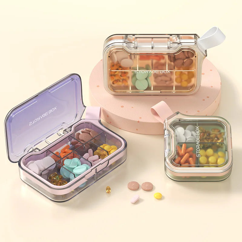 Large Capacity 7-Day Travel Pocket Pill Box Organizer Sealed Rectangle Medicine Storage Case Portable PC Plastic