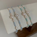 Beautiful Elegance 925 Sterling Silver Aquamarine Pearl Beaded Bracelets for Women Wholesale