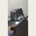 HLC ODM Party Decoration Silver Disco Ball Sparkly Mirror Cowboy Hat Headdress for Women Men Cowgirl Bachelorette Bridal Party