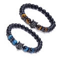 Handmade Jewelry Energy Courage Biker Aesthetics Accessories for Women Men Glamour Wild 3D Wolf Head Tiger Eye Beaded Bracelet