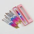 Customized Gradient Metal & Wood Handle Nail Drawing Pen Pure Kolinsky Sable Brushes for Acrylic Gel Polish Nail Art Design