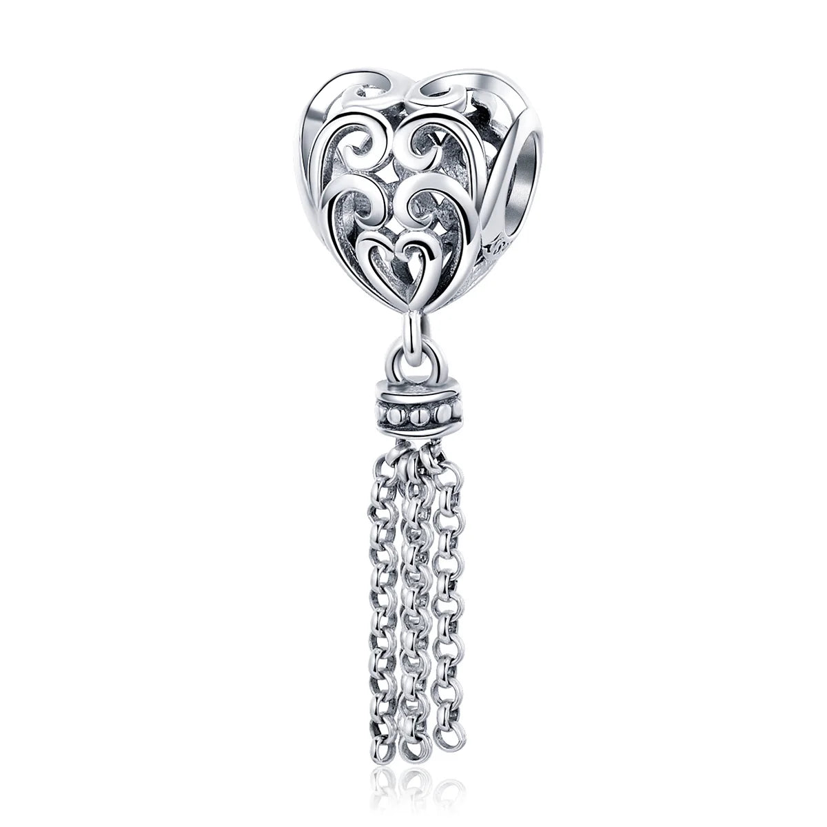 2022 New Arrival 925 Sterling Silver Enchanted Heart Tassel Charm Fit Original DIY Bead Bracelet Women Jewelry Gift SCC722
