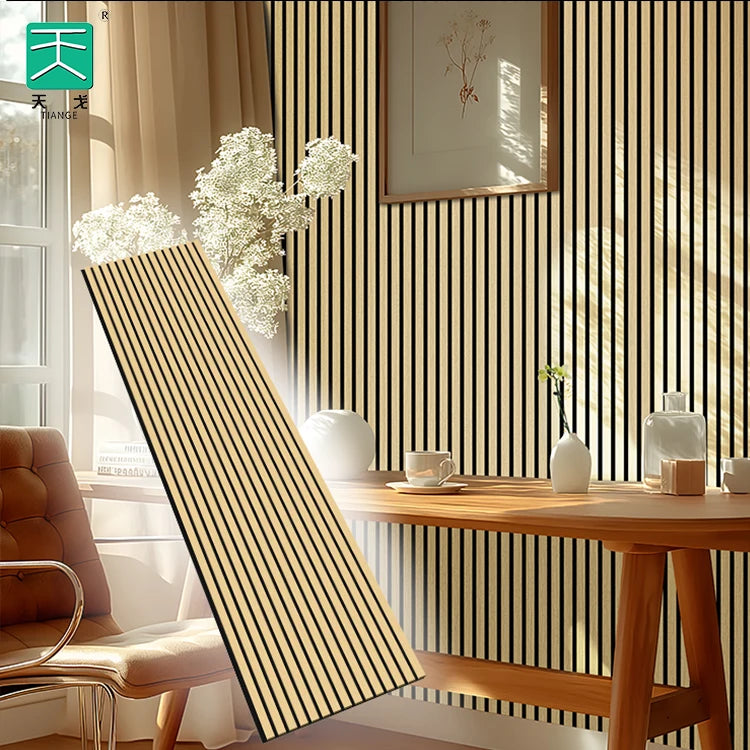 TianGe Akupanel Natural Oak Sound Absorbing Acoustic Panels 100% 30X30Cm 3000Mm Strip Modern Design for Hotels and Warehouses
