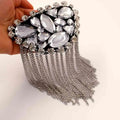 Decorative Sewing Accessory Rhinestone Tassel Epaulettes Hotfix Mesh Fabrics with Metal Pin for Christmas Jewelry and Badges