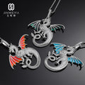 Customizable Hip Hop Brass Necklace Pendants Gold Dragon 5A Zircon for Children's Gender Main Material