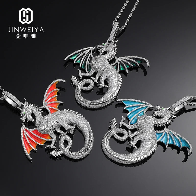 Customizable Hip Hop Brass Necklace Pendants Gold Dragon 5A Zircon for Children's Gender Main Material