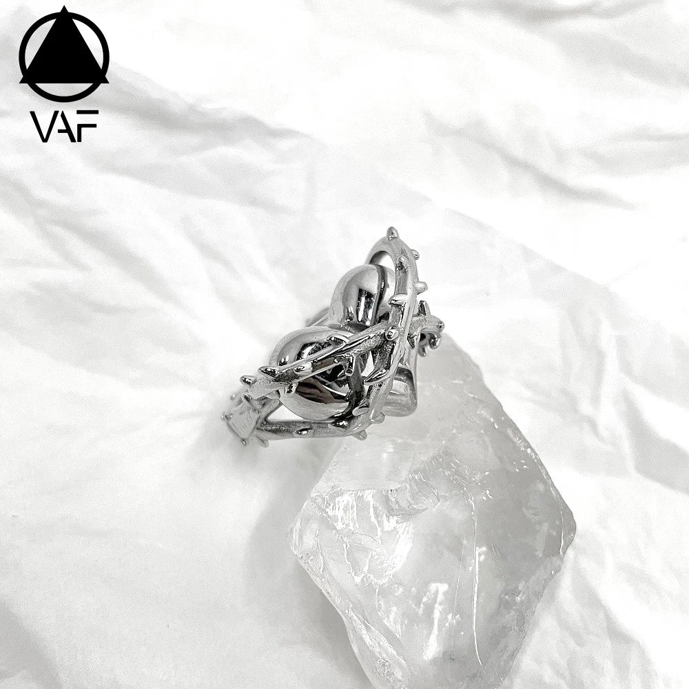 VAF Punk Heart of Thorns Ring Stainless Steel Ring Anillo Corazon De Espinas Herz Der Dornen-Ring