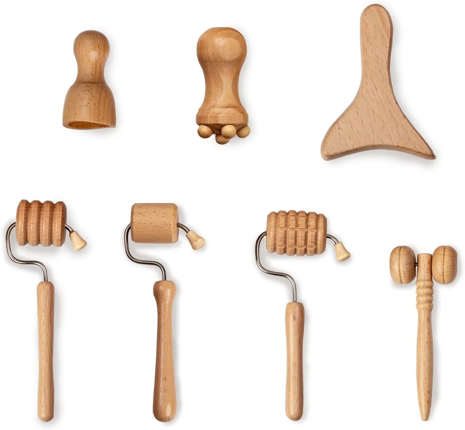 Aging Wrinkles Wood Facial Therapy Kit 7 Pcs Maderoterapia Facial Spoon Kit Wooden Face Sculpting Set MUXI FK100