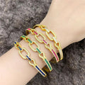 2024 New Arrivals Trending 18K Gold Plated Fine Jewelry Bangles Open Adjustable Pave Chain Bracelet for Women