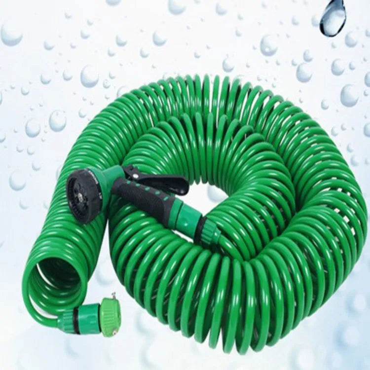 15m Spring Tube Car Washing Expandable Flexible Water Hose Pipe With Spray Gun Garden Hose Flower Lawn Watering Irrigation