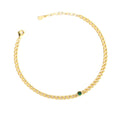 FUAMAY S925 Silver 18KGold Plated 3.2MM Link Chain Bracelets Round Big Green Stone CZ Bracelets