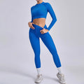Women's Compression Soft Stretchy Long Sleeve Cropped Yoga Leggings and Tops Set