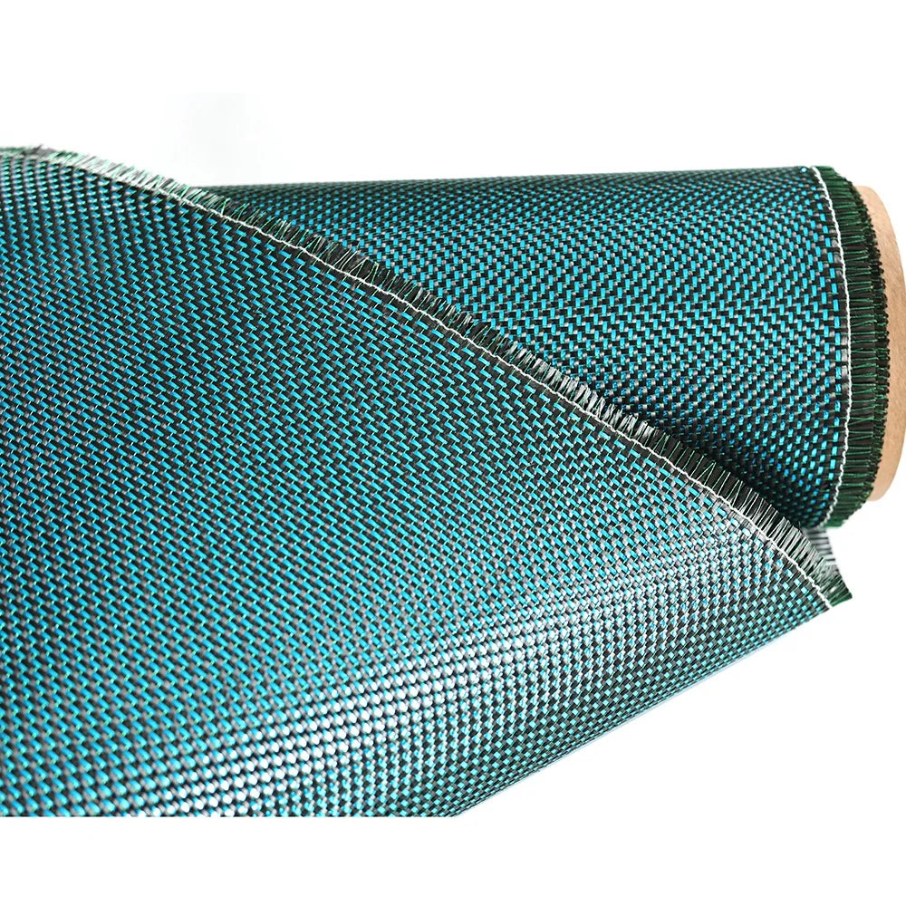 Hot Sale 3K Woven 100% Carbon Fiber Fabric Metallic Turquoise Lightweight Flame Retardant Luggage Bags Outdoor Car Shoes