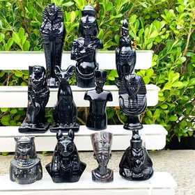 Hot Sales Obsidian Egyptian Series Carving Hand Carved Obsidian Carving for Crystal Crafts