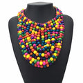Boho Statement Bib Wooden Beads Necklaces Fashion Jewelry African Handmade Multi Layered Beaded Necklace Collars Accessories