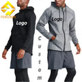 Fengwyay Custom Logo Men's Gym Fitness Zipper Hoodie Solid Jogging Workout Clothes for Spring Hooded for Running Training