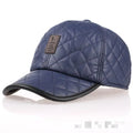 Autumn Winter Men Bright Leather Curved Brim Baseball Hat Casual Leather Label Thick Warm Ear protection Baseball Hat Sports Cap