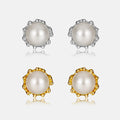 FUAMAY Aretes 6MM Pearl Earrings S925 Sterling Silver for Women Shell Pearl Earrings