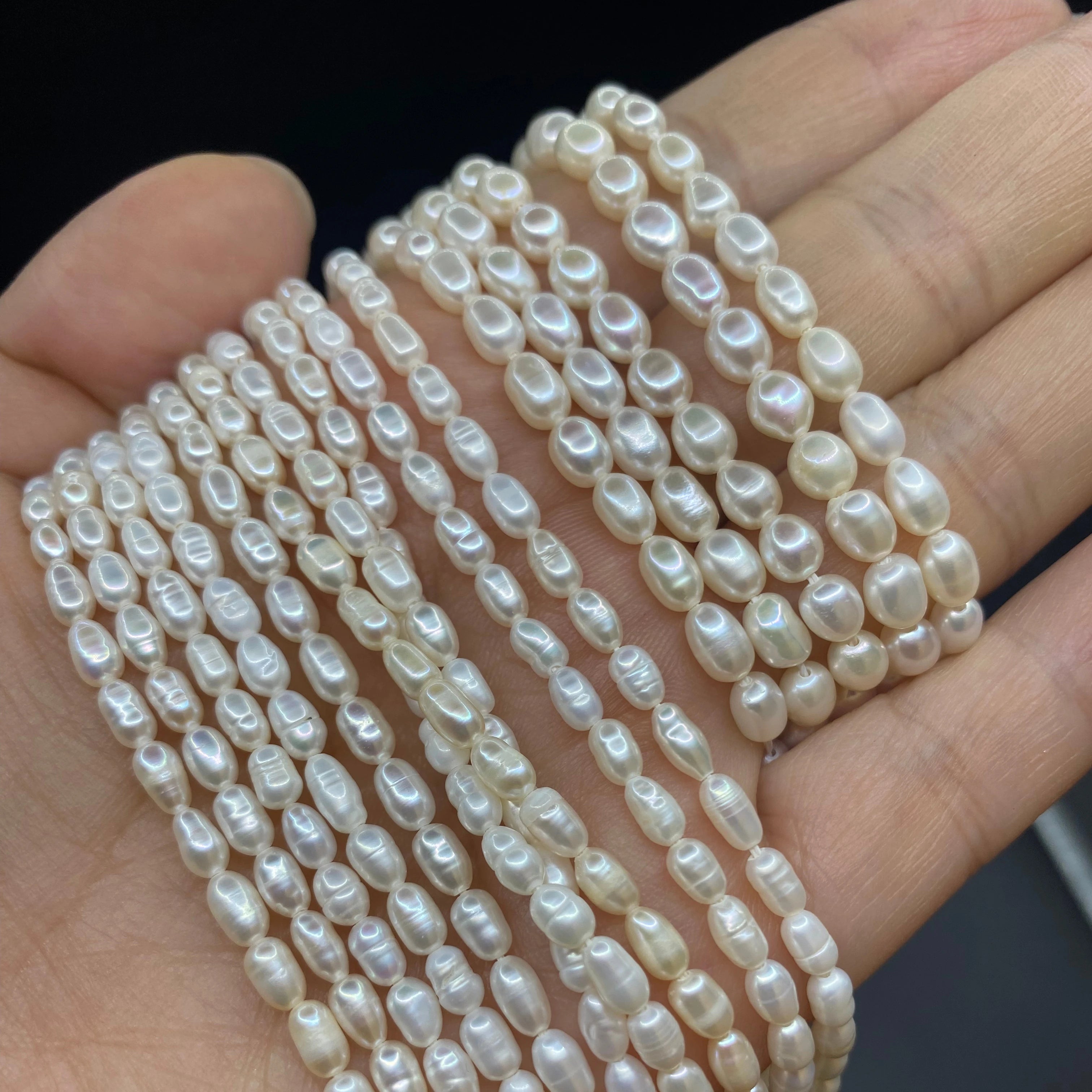 5-6mm 1-4A Different Grade White Natural Loose Pearl Beads String Real Freshwater Rice Pearl Strand
