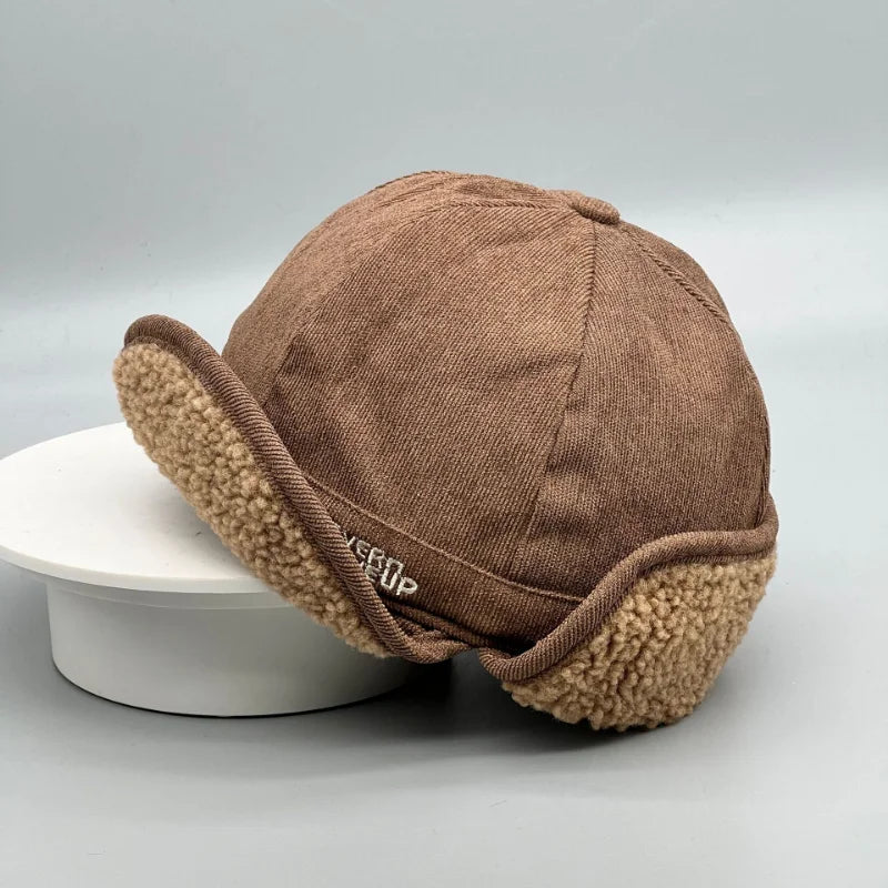 Warm Unisex Outdoor Hunting Earflap Winter Wool Baseball Cap With Visor and Ear Flaps