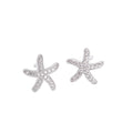 925 Sliver Simple and Sweet Crystal Rhinestone Star Shape Tassel Stud Earrings Women