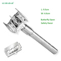 High Quality Butterfly Open Safety Razor with Nickel-Plated Steel Handle and Double Edge Blade